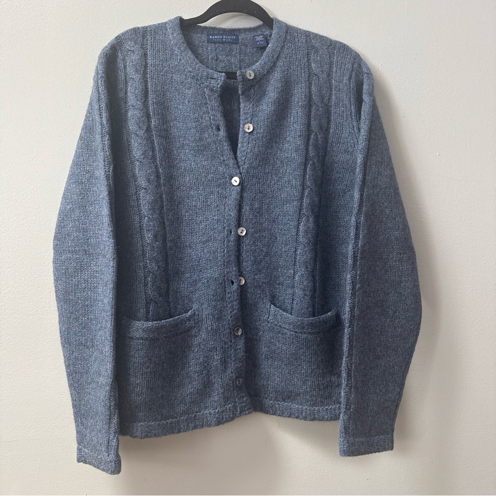 Karen Scott Heather Blue Cardigan Sweater